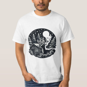 Camiseta Reindeer festivo em bosques de neve