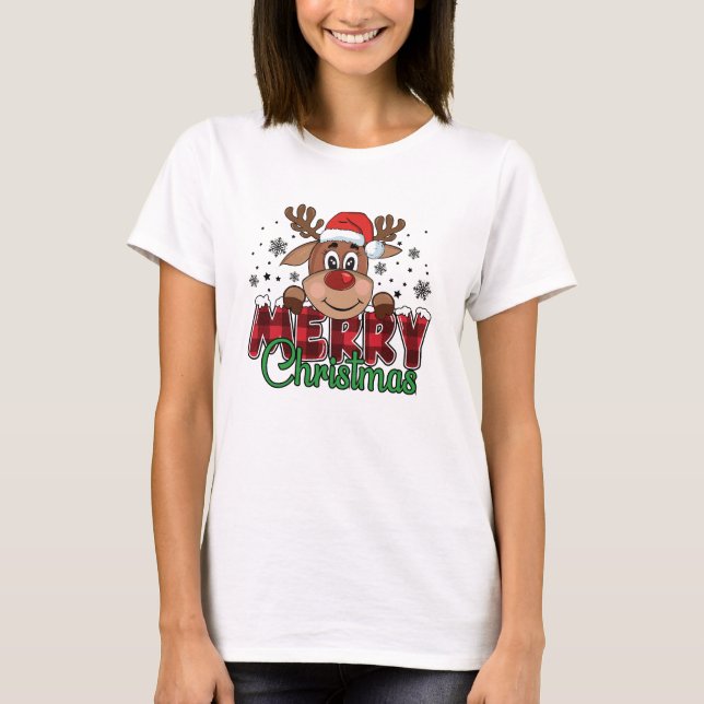 Camiseta Reindeer Festivo, Feliz Natal (Frente)