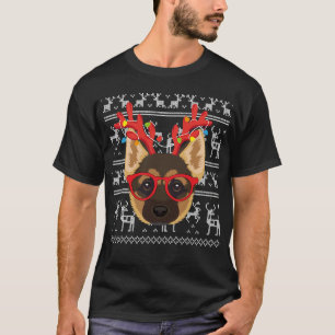 Camiseta Reindeer german shepherd De Natal Feio E Xm