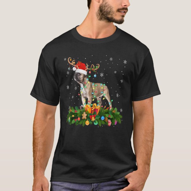 Camiseta Reindeer Hat de Natal Papais noeis Franceses Bulld (Frente)