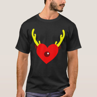 Camiseta Reindeer Heart Antlers Heart Funny Christmas Party