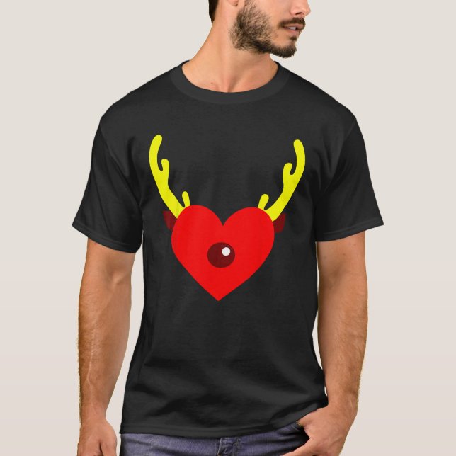Camiseta Reindeer Heart Antlers Heart Funny Christmas Party (Frente)