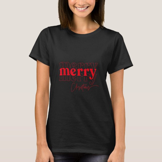 Camiseta Reindeer Holiday Tree Santa Hat Cones Merry Christ (Frente)