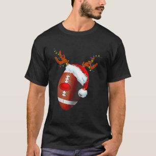 Camiseta Reindeer Horn Light Papai Noel Futebol Engraçado
