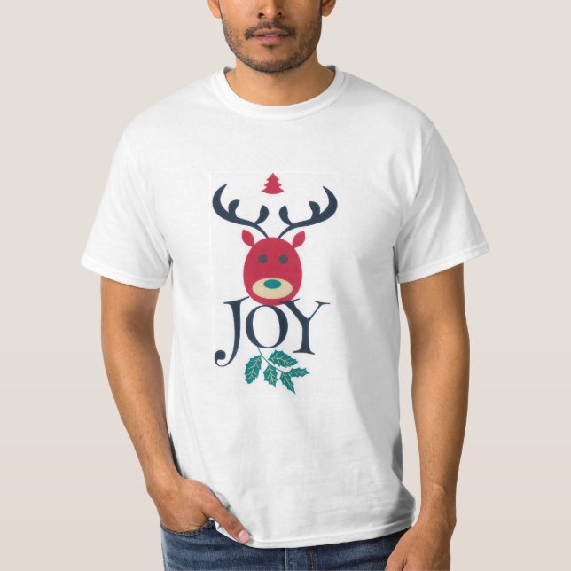Camiseta Reindeer Joy Holiday T-Shirt (Frente)
