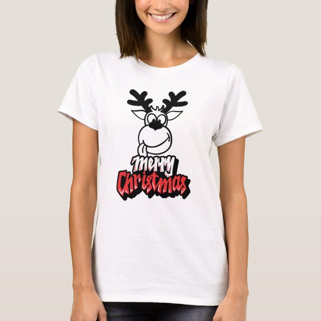 Camiseta Reindeer Joy: O Teto de Natal Perfeito (Frente)