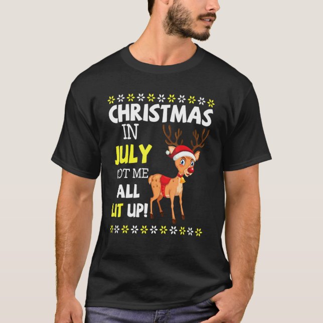 Camiseta Reindeer Light Noel Snow Natal Em Julho Me Consegu (Frente)