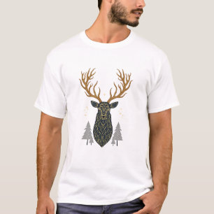 Camiseta Reindeer Majestoso em uma Floresta Neve