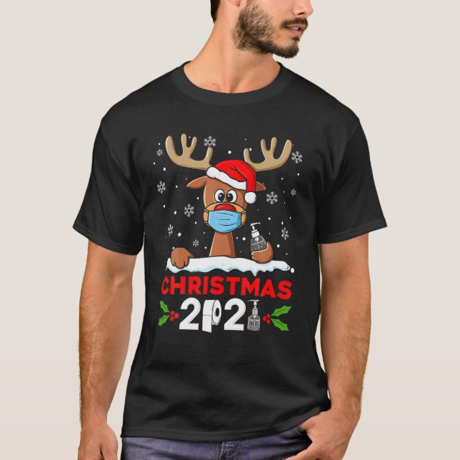 Camiseta Reindeer Natal 2021 Engraçado Xmas (Frente)