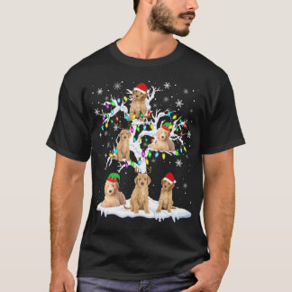 Camiseta Reindeer Papais noeis ELF Goldendoodle Na Árvore D