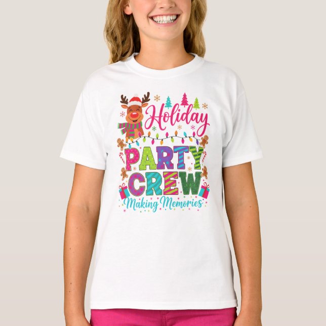 Camiseta "Reindeer Party Crew – Holiday Fun Tee" (Frente)