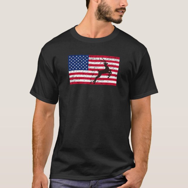 Camiseta Reindeer Patriotic American Flag (Frente)