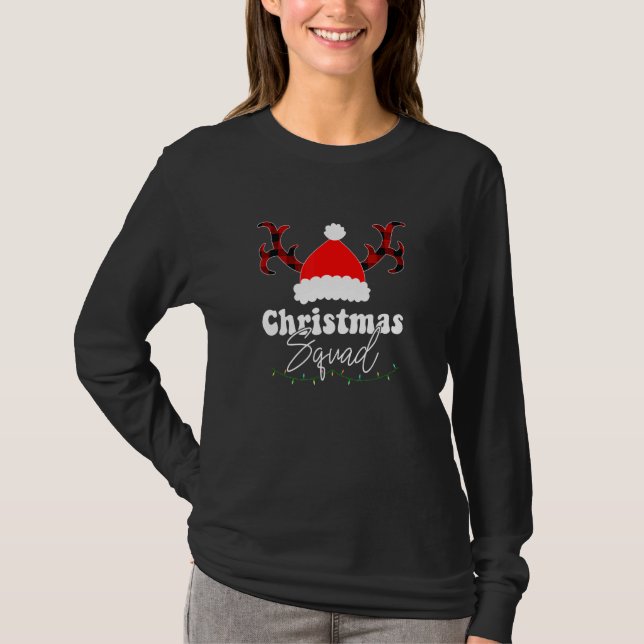 Camiseta Reindeer plaid Christmas squad Matching Family Chr (Frente)