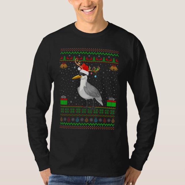 Camiseta Reindeer Santa Hat Correspondendo Feugly Seagulls  (Frente)