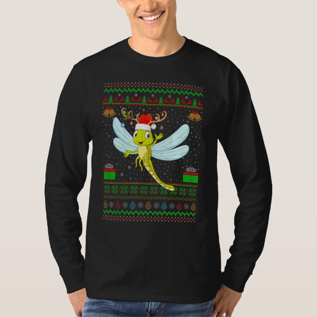 Camiseta Reindeer Santa Hat Matching Ugly Dragonfly Christm (Frente)