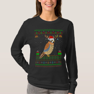 Camiseta Reindeer Santa Hat Matching Ugly Kestrel Bird Chri