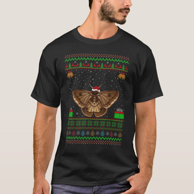 Camiseta Reindeer Santa Hat Matching Ugly Moth Bird Christm (Frente)