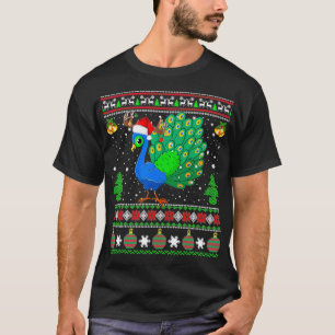 Camiseta Reindeer Santa Hat Matching Ugly Peacock Bird Chri