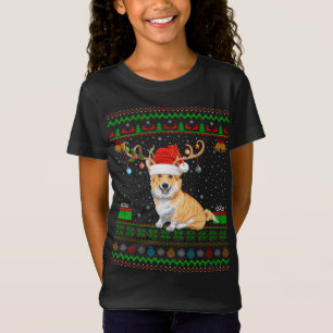 Camiseta Reindeer Santa Hat Matching Ugly Welsh Corgi Chris