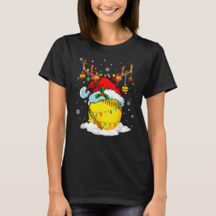 Camiseta Reindeer & Santa Hat Softball Cristo Mãe