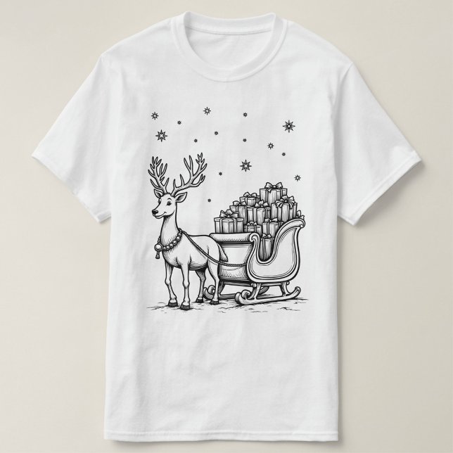 Camiseta Reindeer T-Shirt  (Holiday design Christmas black and white t-shirts for anyone!)
