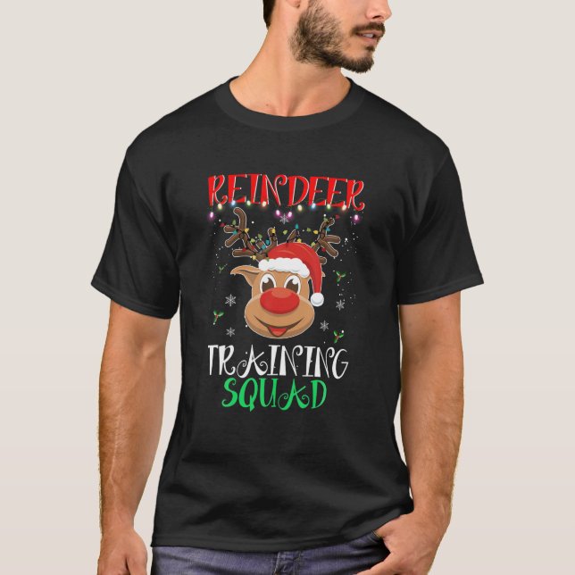 Camiseta Reindeer Training Squad Equipe de Natal Em Execuçã (Frente)