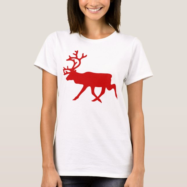 Camiseta Reindeer Vermelho/Silhueta das Caraíbas (Frente)