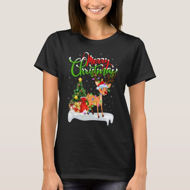 Camiseta Reindeer   Xmas Decorations Santa Reindeer Christm (Frente)
