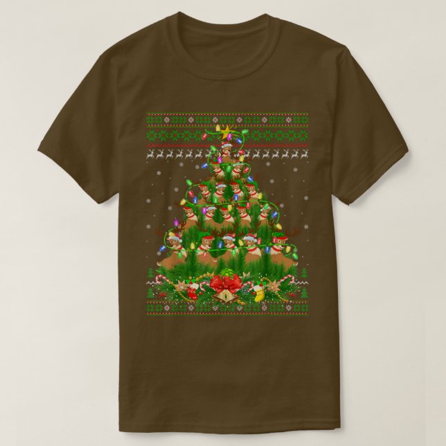 Camiseta Reindeer Xmas Lighting Papais noeis Reindeer Ugly  (Frente do Design)