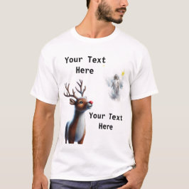 Camiseta Reindeir Olhando para Jesus Reindeer de Natal