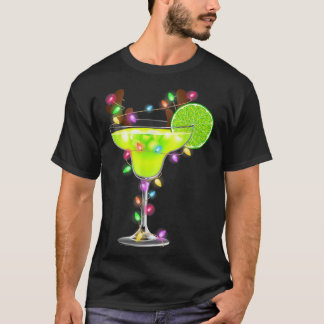 Camiseta Reindet Margarita Glass Xmas Luz Feliz Bebida