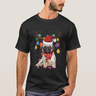 Camiseta Reindet Pug Dog Natal Luzes Engraçadas Xmas Pajam