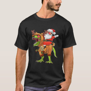 Camiseta Reindet T Rex Dinossauro Papais noeis Figurino de 