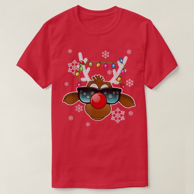 Camiseta Reindet Xmas Luzes de sol Feliz familiar Chris (Frente do Design)
