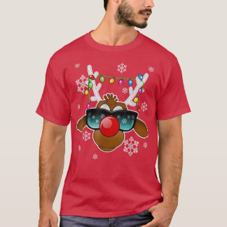 Camiseta Reindet Xmas Luzes de sol Feliz familiar Chris
