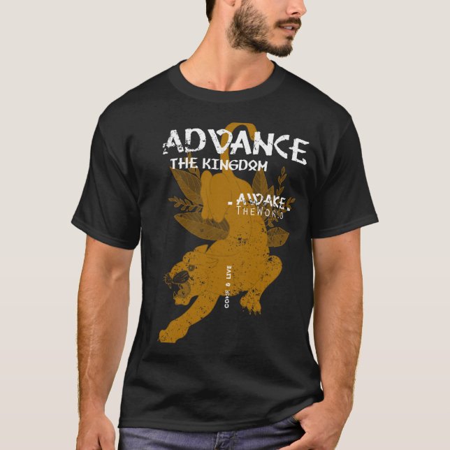 Camiseta Reino Avançado: Desperte o Poder da Flor do Tigre (Frente)