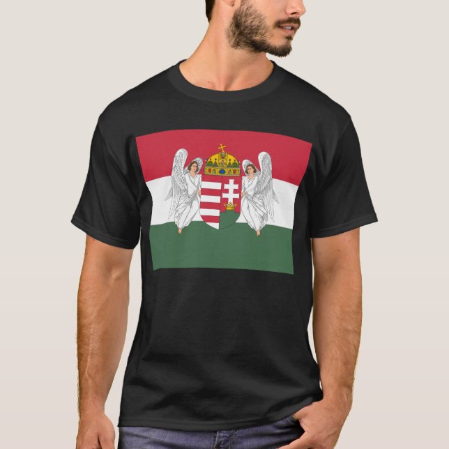 Camiseta Reino da bandeira de Hungria (Frente)