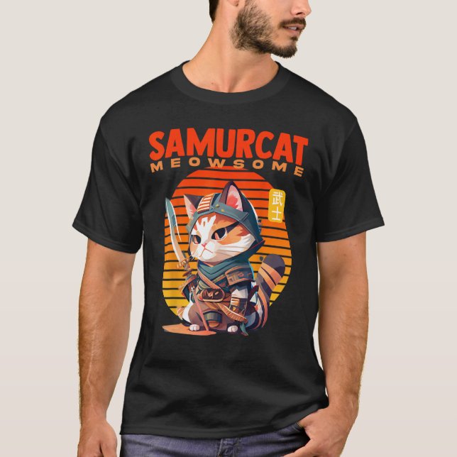 Camiseta Reino de Gatinhos Samurai, Onde Cute Encontra Fero (Frente)