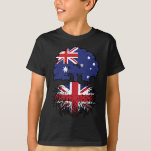 Camiseta Reino Unido: Bandeira de Raízes da Árvore Australi