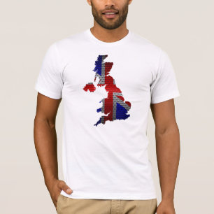 Camiseta Reino Unido Bandeira e Map Steel Hole