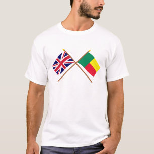 Camiseta Reino Unido e bandeiras cruzadas Benin