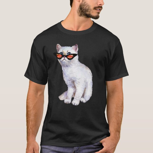 Camiseta Reino Unido Jack British Flag England Silver Cat S (Frente)