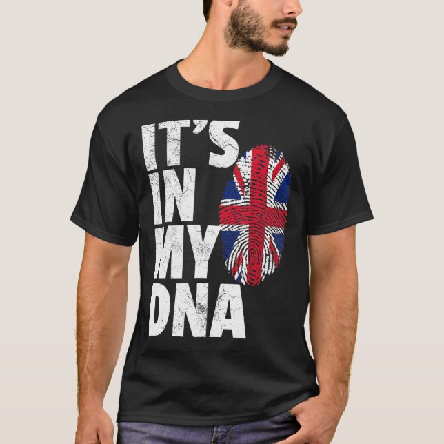 Camiseta Reino Unido Jack England Flag Está em Meu Dna Chri (Frente)