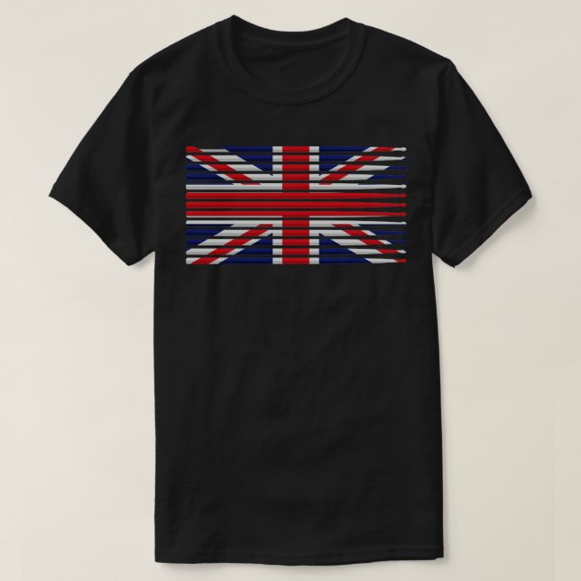 Camiseta Reino Unido Patriótico Bandeira Drumsticks Britis (Frente do Design)