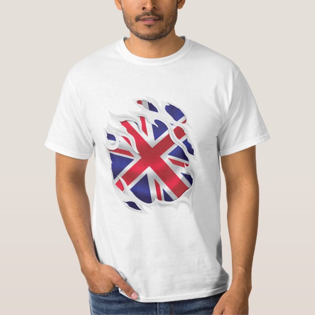 Camiseta Reino Unido Sob Bandeira Da Pele (Frente)