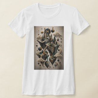 Camiseta Reinos Flutuantes Geométricos em Micro Mosaico 3D