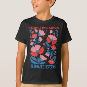 Camiseta Rejeitando Reis Retrô Desde 1776 Boho Floral Mulhe