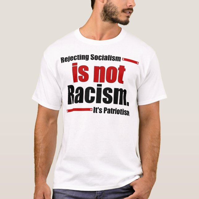 Camiseta Rejeitar o socialismo não é racismo… (Frente)