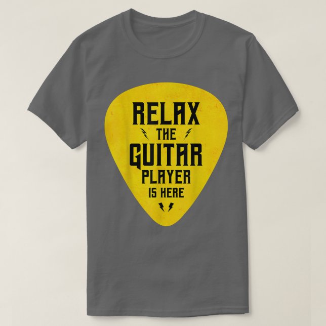 Camiseta Rela The Guitar Player Is Here Funny  (Frente do Design)