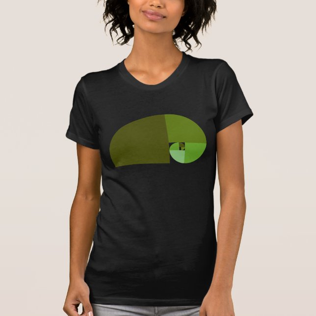 Camiseta Relação dourada, espiral de Fibonacci (Frente)
